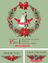 Winter wedding invitation.Retro Bride,groom,