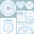 Winter wedding template set.Snowflakes wreath Royalty Free Stock Photo