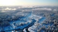 Winter Whispers: Captivating Aerial View of a Serene Finnish Forest