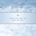 Winter white merry christmas greetings card made of snowflakes a
