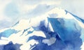 Winter white mountain watercolor illustration