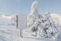 Winter white snow. Christmas background with snowy fir trees the most beautiful landscape,Sobaeksan Mountain in Korea Royalty Free Stock Photo