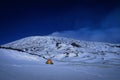 Winter Wild Camp In Etna Park At Night, Sicily