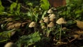 Winter wild mushroom Mycena inclinata - known as the clustered bonnet or the oak-stump bonnet cap