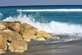 Ocean Waves Soak the Rocks of Boca Beach with Sea Spray