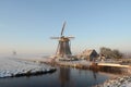 Winter windmill landscape in Holland Royalty Free Stock Photo