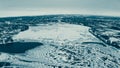 Winter Wisconsin frozen lake surrounded by city Royalty Free Stock Photo