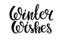 Winter wishes Quote typography. Lettering illustration vector text. Cold Seasonal Design. Black winter element on white Royalty Free Stock Photo