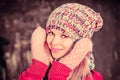 Winter Woman Beautiful happy smiling Face Royalty Free Stock Photo