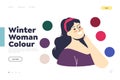 Winter woman color type. Template landing page for seasonal color type analysis guidance