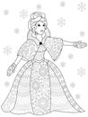 Winter woman coloring vector for adults