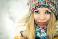 Winter Woman Face happy smiling Royalty Free Stock Photo