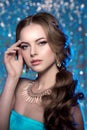 Winter woman model gorgeous beauty makeup stylish hairstyle. You Royalty Free Stock Photo