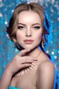 Winter woman model gorgeous beauty makeup stylish hairstyle. You Royalty Free Stock Photo