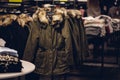 Winter women clothes in clothing store