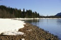 Winter wonder land in forest with a river, creek Royalty Free Stock Photo