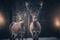 Winter Wonderland - AI Generated Illustration of Two Deer in the Snowy Forest 004