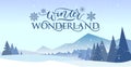 Winter wonderland banner postcard illustration