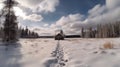 Winter Wonderland Cabin in the Woods Royalty Free Stock Photo