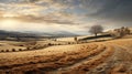 Winter Wonderland: Captivating Countryside Landscape With Snowy Trees