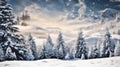 winter wonderland - Christmas background with snowy fir trees Royalty Free Stock Photo