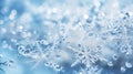 Winter Wonderland: Closeup Macro Image of Snowflakes on a Snowy Holiday Background AI Generated