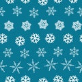 Winter wonderland delicate white snowflake crystal on a blue background. Royalty Free Stock Photo