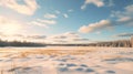 Winter Wonderland: A Dreamy Vray Tracing Scene Of Snow-covered Field Royalty Free Stock Photo