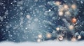 Winter Wonderland: Festive Christmas Tree with Snow and Lights - Holiday Blurred Background for New Year Celebrations. Royalty Free Stock Photo