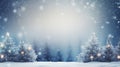 Winter Wonderland: Festive Christmas Tree with Snow and Lights - Holiday Blurred Background for New Year Celebrations. Royalty Free Stock Photo