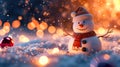 Winter Wonderland: Festive Snowman with Merry Christmas Greeting.