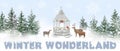 Winter Wonderland Illustration - gazebo/deer