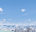 Winter wonderland and magical Christmas landscape. Snowy mountains and forest covered with snow as holiday background Royalty Free Stock Photo