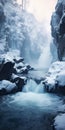 Winter Wonderland: A Majestic Mountain Surrounded By Waterfalls