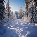 Winter Wonderland: Majestic Snow-Covered Woodland Landscape