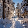 Winter Wonderland: Majestic Snow-Covered Woodland Serenity