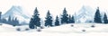 Winter Wonderland: A Panoramic Illustration of a Snow-Covered Fo Royalty Free Stock Photo