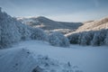 Winter wonderland: panoramic view of Monte Cucco with many snow on day of january Royalty Free Stock Photo