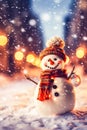 Winter Wonderland with a Playful Snowman - Generative AI