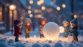 Winter Wonderland Revelry: Anime Snowball Bliss. AI generate Royalty Free Stock Photo