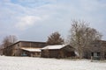 Winter Wonderland: Snow-Covered European Village Countryside. A Snow-Covered European Village in the Picturesque