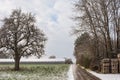 Winter Wonderland: Snow-Covered European Village Countryside. A Snow-Covered European Village in the Picturesque