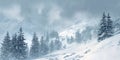 Winter Wonderland Snowy Mountain Scene Royalty Free Stock Photo
