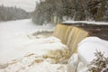 Winter at Tahquamenon Falls, Upper Michigan Waterfall, USA Royalty Free Stock Photo