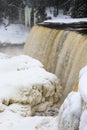 Winter at Tahquamenon Falls, Upper Michigan Waterfall, USA Royalty Free Stock Photo