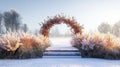Winter Wonderland Wedding Archway with Glass Steps Royalty Free Stock Photo