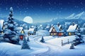 Winter Wonderland: A Whimsical Village Scene in Festive Hues and