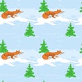 Winter wood,fox and fir-trees Royalty Free Stock Photo