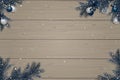 Winter wooden background. Christmas border