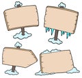 Winter wooden signs Royalty Free Stock Photo